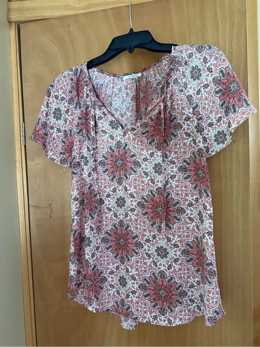 Maurices Pink Floral V-Neck Flutter Sleeve Top